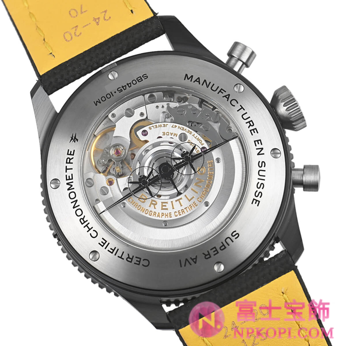 ブライトリング自動巻き時計スーパー アヴィ B04 クロノグラフ GMT 46モスキート ナイトファイター SB04451A1B1X1