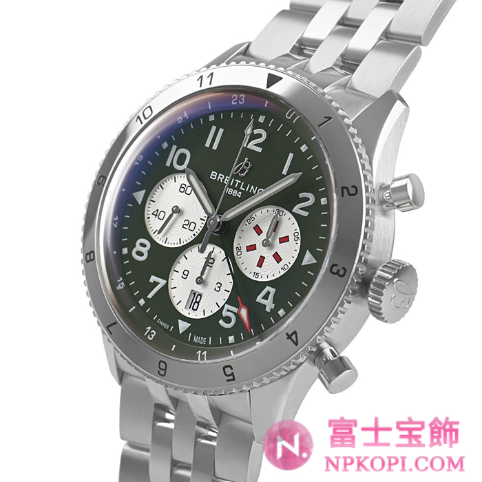ブライトリング自動巻き時計スーパー アヴィ B04クロノグラフGMT46カーチス ウォーホーク AB04452A1L1A1