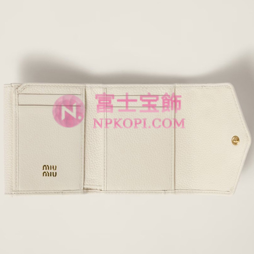 ミュウミュウスーパーコピーヴィッテロダイノレザーフラップ付折り財布5MH043_2DT7_F0009