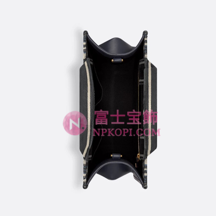 ディオール ブックトートバッグ スモールオブリーク エンブロイダリー & カーフスキンM1325CZBB_M928